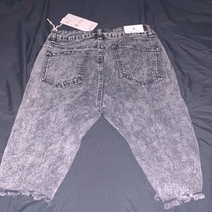 Acid black denim Bermuda shorts